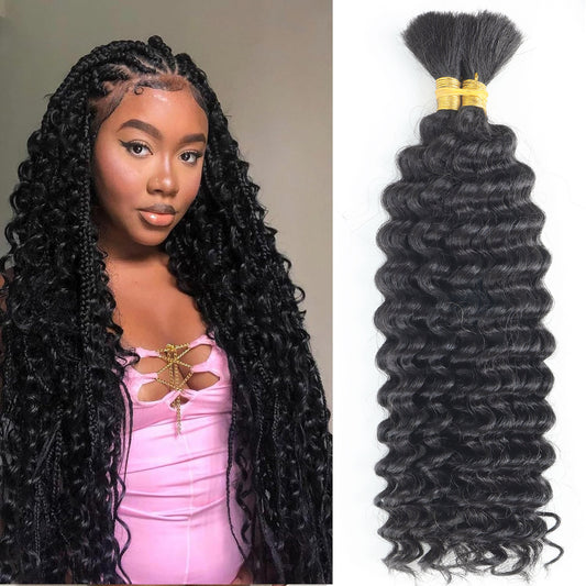 Mixed Human Boho Braids Deep Wave Bulk Hair